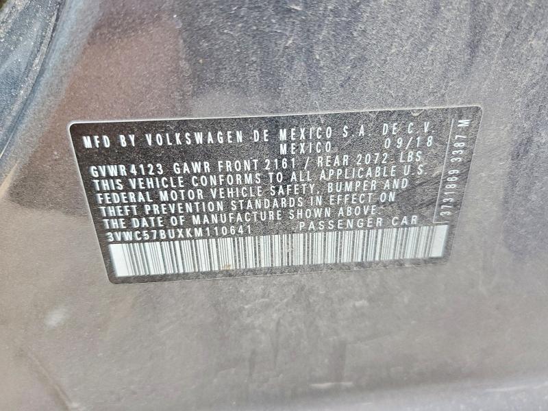 Продаж на аукціоні авто 2019 Volkswagen Jetta, vin: 3VWC57BUXKM110641, номер лоту: 77025815