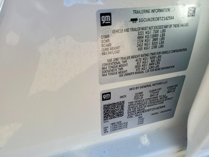 77685605 :رقم المزاد ، 1GCUKDED8TZ142594 vin ، 2026 Chevrolet Silverado مزاد بيع