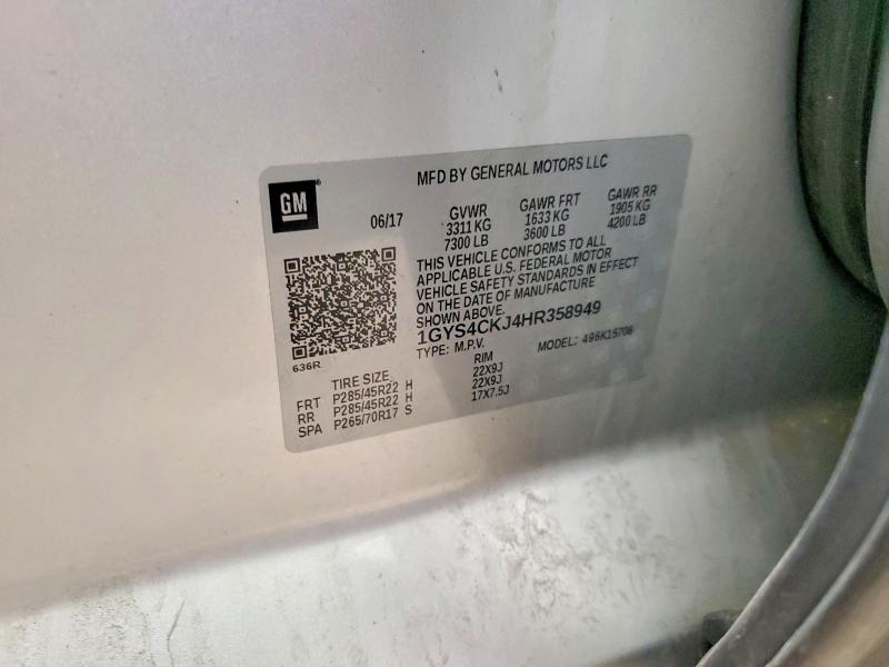 Продаж на аукціоні авто 2017 Cadillac Escalade, vin: 1GYS4CKJ4HR358949, номер лоту: 77275705
