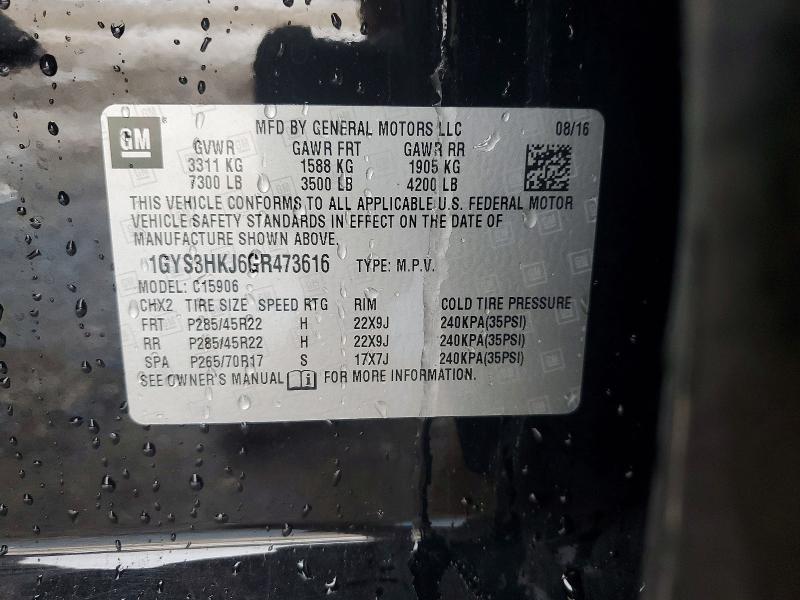 Продаж на аукціоні авто 2016 Cadillac Escalade, vin: 1GYS3HKJ6GR473616, номер лоту: 75298345