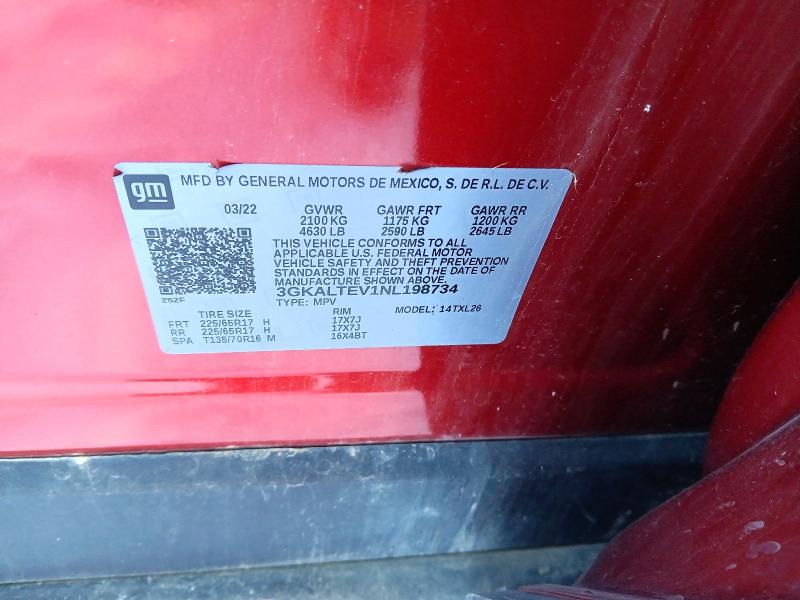 Aukcja sprzedaży 2022 Gmc Terrain, vin: 3GKALTEV1NL198734, numer aukcji: 75435825