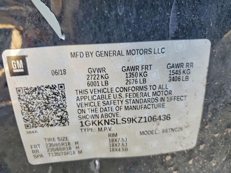 Продажа на аукционе авто 2019 Gmc Acadia, vin: 1GKKNSLS9KZ106436, номер лота: 76932145