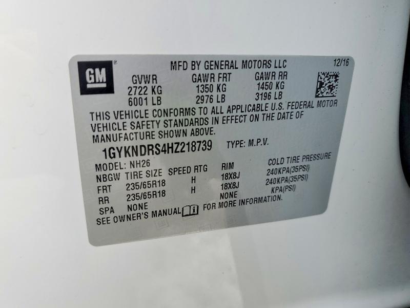 Aukcja sprzedaży 2017 Cadillac Xt5, vin: 1GYKNDRS4HZ218739, numer aukcji: 78862485