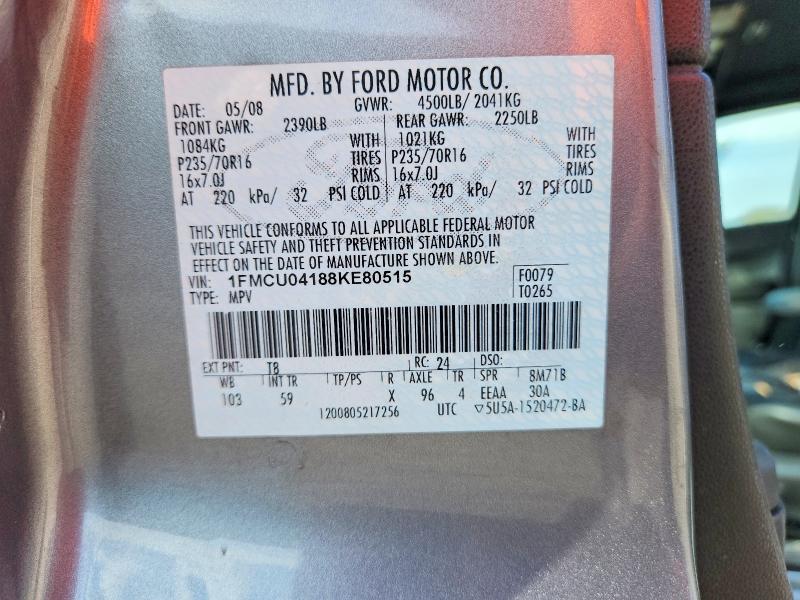 Aukcja sprzedaży 2008 Ford Escape, vin: 1FMCU04188KE80515, numer aukcji: 78667585