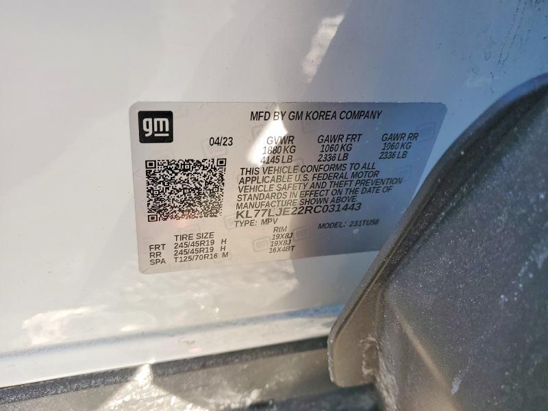 76247745 :رقم المزاد ، KL77LJE22RC031443 vin ، 2024 Chevrolet Trax مزاد بيع