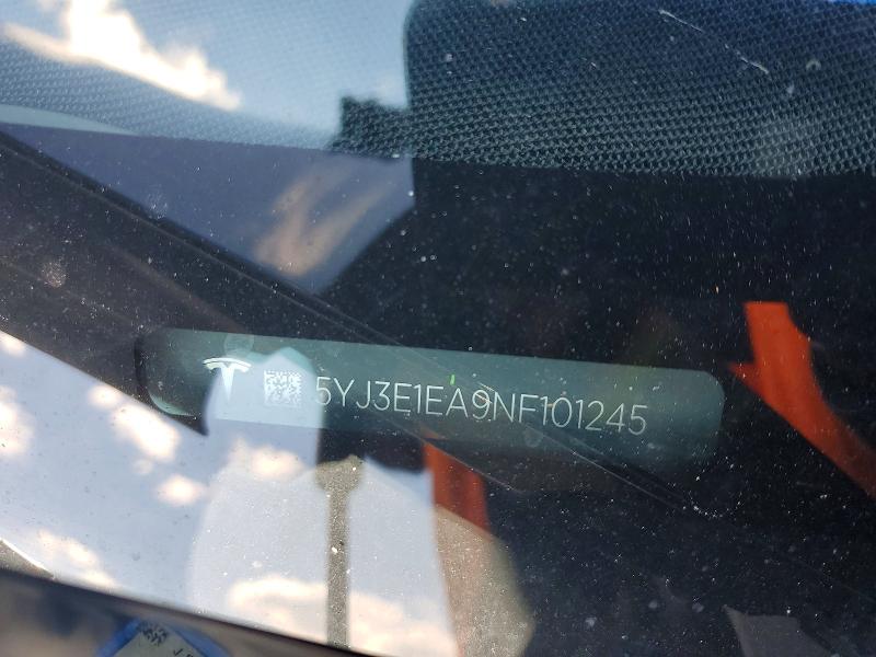 Продажа на аукционе авто 2022 Tesla Model 3, vin: 5YJ3E1EA9NF101245, номер лота: 78533935