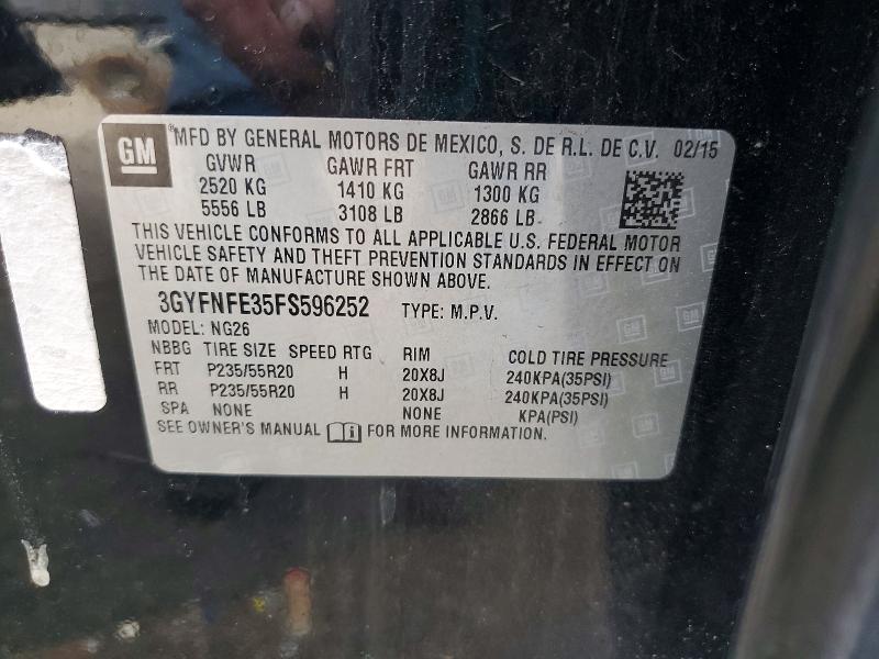 Aukcja sprzedaży 2015 Cadillac Srx, vin: 3GYFNFE35FS596252, numer aukcji: 77878425