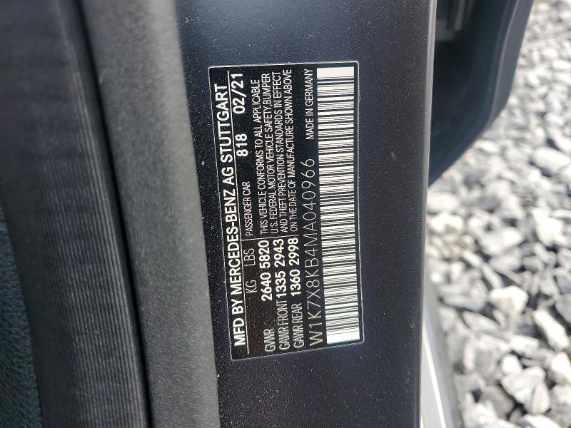 2021 Mercedes-benz Amg Gt მანქანა იყიდება აუქციონზე, vin: W1K7X8KB4MA040966, აუქციონის ნომერი: 78525785