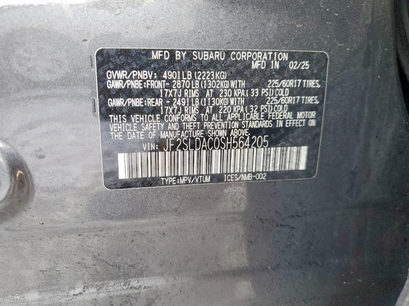 Aukcja sprzedaży 2025 Subaru Forester, vin: JF2SLDAC0SH564205, numer aukcji: 76320835