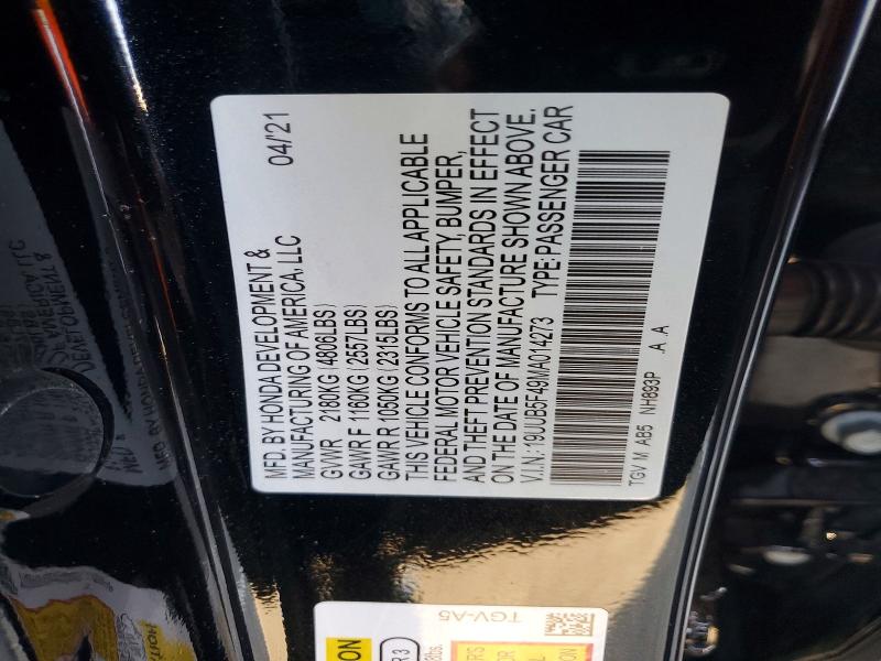 78926985 :رقم المزاد ، 19UUB5F49MA014273 vin ، 2021 Acura Tlx مزاد بيع