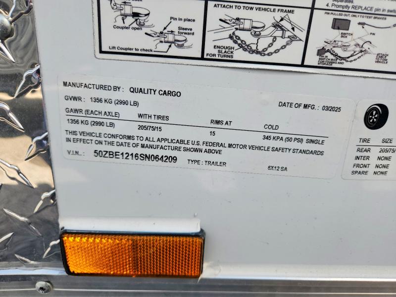 Aukcja sprzedaży 2025 Quality Cargo Enclosed, vin: 50ZBE1216SN064209, numer aukcji: 78276945