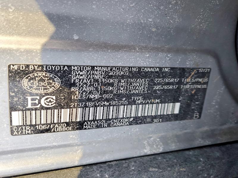 Продажа на аукционе авто 2021 Toyota Rav4, vin: 2T3Z1RFV5MW185255, номер лота: 79102665