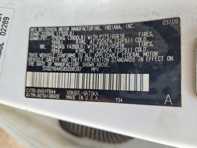 Продаж на аукціоні авто 2008 Toyota Sequoia, vin: 5TDZY64A58S008397, номер лоту: 77161985