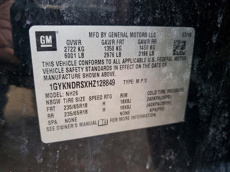 Aukcja sprzedaży 2017 Cadillac Xt5, vin: 1GYKNDRSXHZ128849, numer aukcji: 78614445
