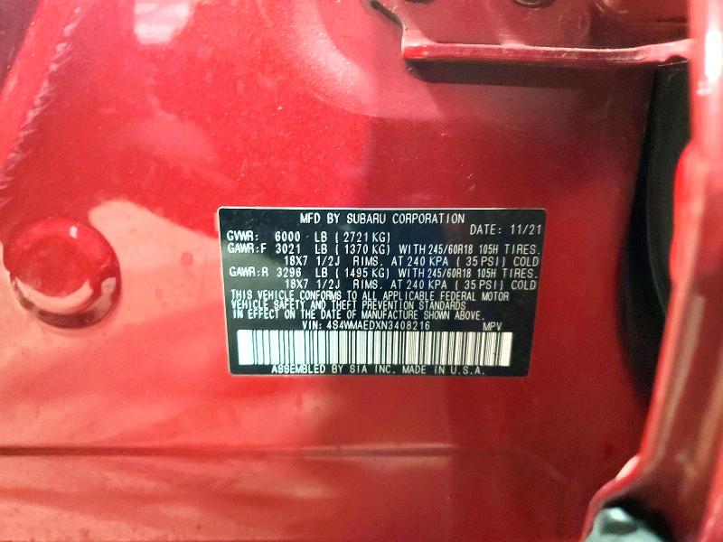 Продаж на аукціоні авто 2022 Subaru Ascent, vin: 4S4WMAEDXN3408216, номер лоту: 77559835
