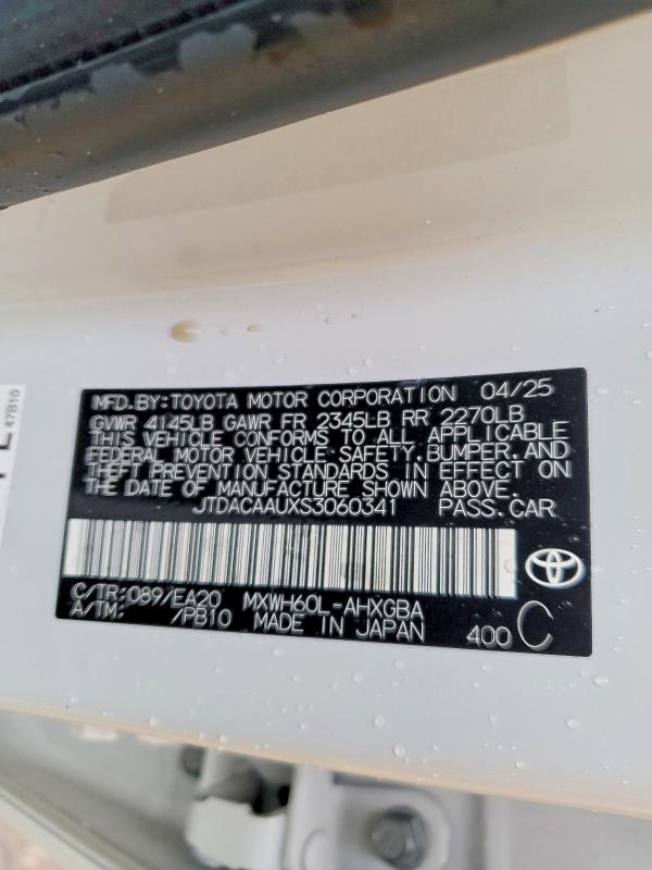 Продаж на аукціоні авто 2025 Toyota Prius, vin: JTDACAAUXS3060341, номер лоту: 77613005