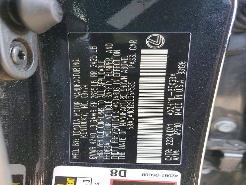 77729855 :رقم المزاد ، 58ADA1C12SU057535 vin ، 2025 Lexus Es مزاد بيع
