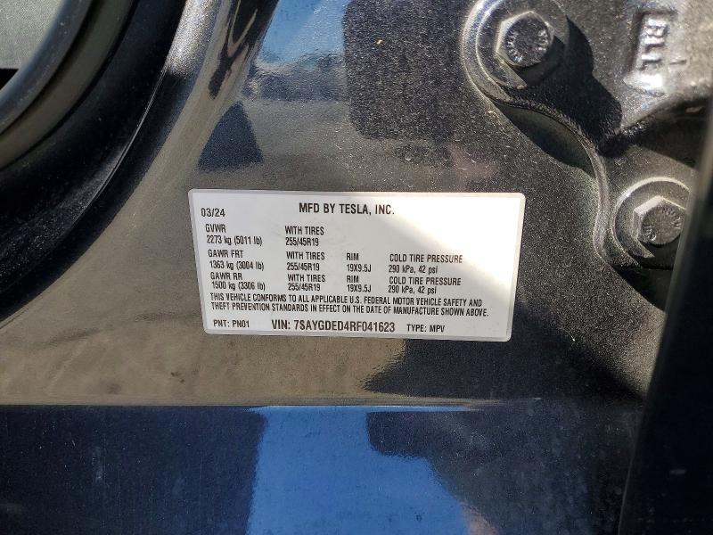 Продажа на аукционе авто 2024 Tesla Model Y, vin: 7SAYGDED4RF041623, номер лота: 76159825