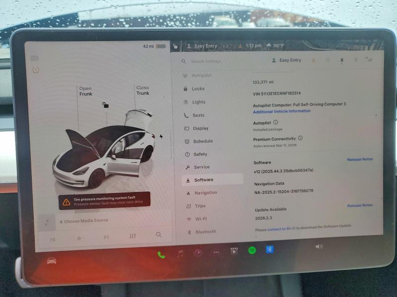 2022 Tesla Model 3 მანქანა იყიდება აუქციონზე, vin: 5YJ3E1EC6NF182514, აუქციონის ნომერი: 78253315