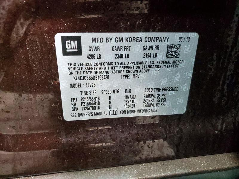 76604875 :رقم المزاد ، KL4CJCSB5DB198430 vin ، 2013 Buick Encore مزاد بيع