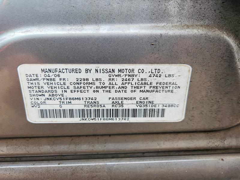 Продажа на аукционе авто 2006 Infiniti G35, vin: JNKCV51F86M613742, номер лота: 78379825