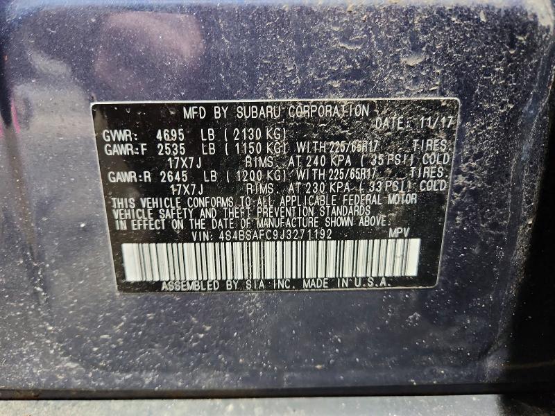 Aukcja sprzedaży 2018 Subaru Outback, vin: 4S4BSAFC9J3271192, numer aukcji: 76405725