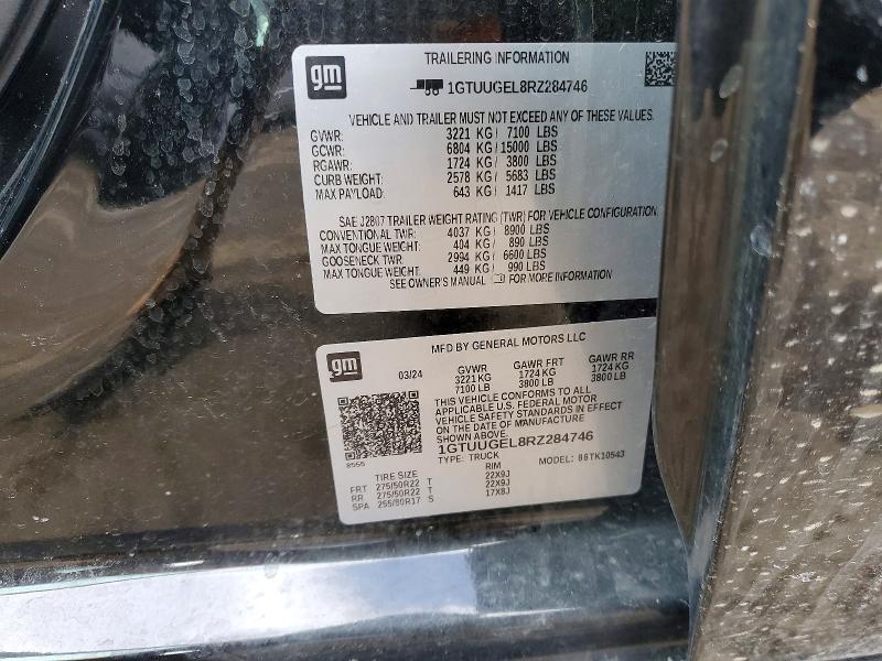 2024 Gmc Sierra მანქანა იყიდება აუქციონზე, vin: 1GTUUGEL8RZ284746, აუქციონის ნომერი: 77749355