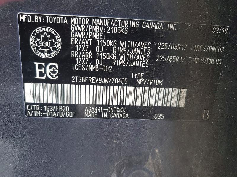 2018 Toyota Rav4 მანქანა იყიდება აუქციონზე, vin: 2T3BFREV9JW770405, აუქციონის ნომერი: 76057585
