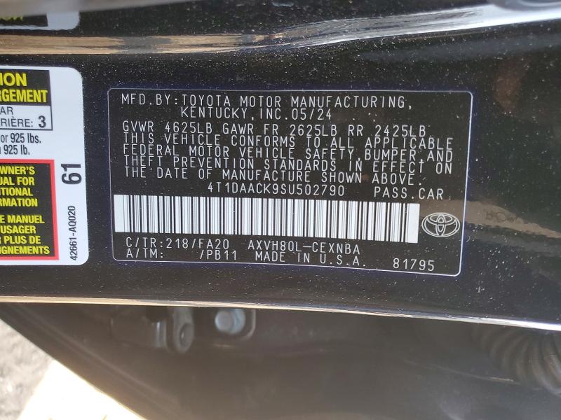 75735585 :رقم المزاد ، 4T1DAACK9SU502790 vin ، 2025 Toyota Camry مزاد بيع