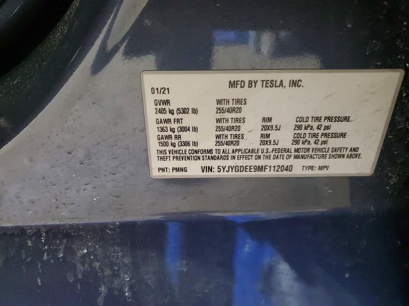 Продажа на аукционе авто 2021 Tesla Model Y, vin: 5YJYGDEE9MF112040, номер лота: 77652035
