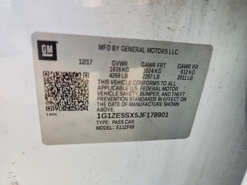 Aukcja sprzedaży 2018 Chevrolet Malibu, vin: 1G1ZE5SX5JF178901, numer aukcji: 76130275