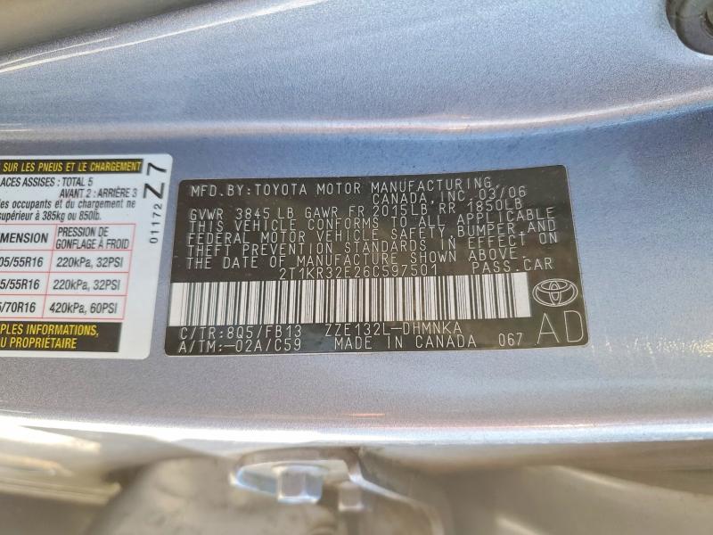 Aukcja sprzedaży 2006 Toyota Corolla Matrix, vin: 2T1KR32E26C597501, numer aukcji: 76564825