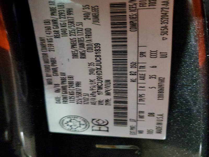 Продажа на аукционе авто 2018 Ford Escape, vin: 1FMCU9HDXJUC81839, номер лота: 78066725