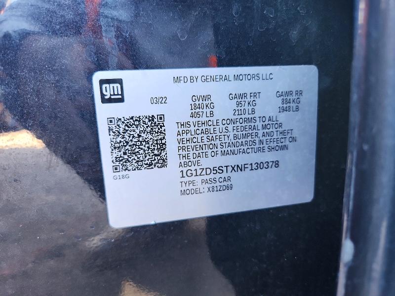 2022 Chevrolet Malibu მანქანა იყიდება აუქციონზე, vin: 1G1ZD5STXNF130378, აუქციონის ნომერი: 76464645