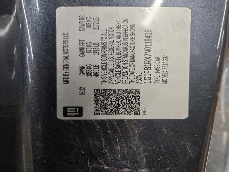 Продажа на аукционе авто 2022 Chevrolet Camaro, vin: 1G1FB1RX7N0119416, номер лота: 78291435