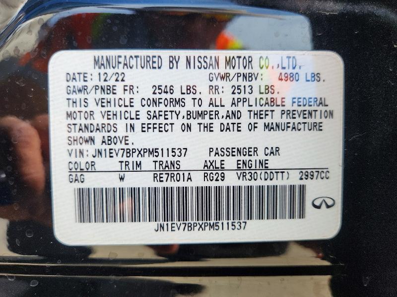 77784015 :رقم المزاد ، JN1EV7BPXPM511537 vin ، 2023 Infiniti Q50 مزاد بيع
