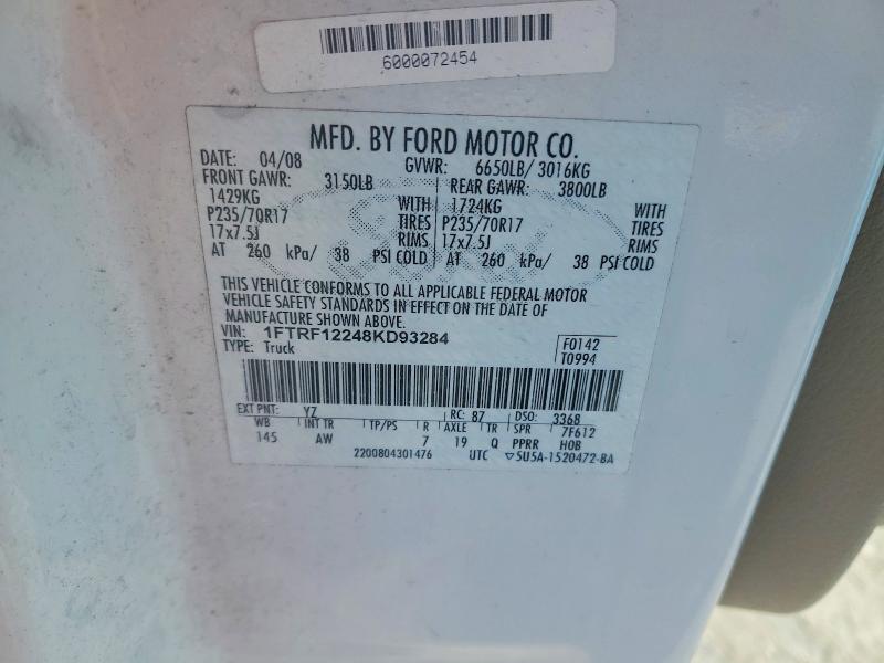 Продажа на аукционе авто 2008 Ford F150, vin: 1FTRF12248KD93284, номер лота: 49634036