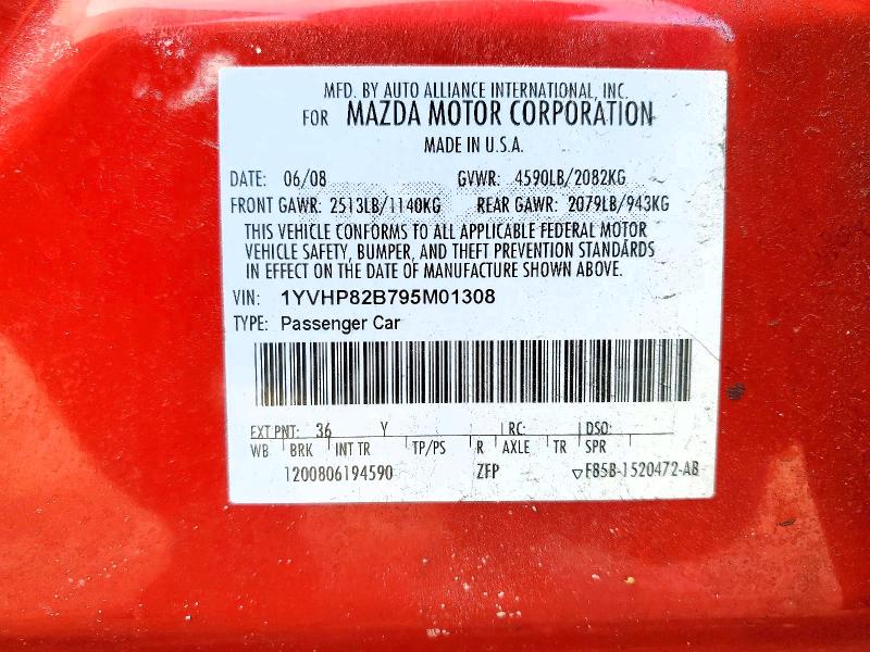 Продаж на аукціоні авто 2009 Mazda 6, vin: 1YVHP82B795M01308, номер лоту: 76888265
