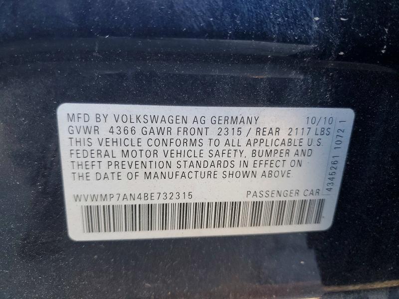 Aukcja sprzedaży 2011 Volkswagen Cc, vin: WVWMP7AN4BE732315, numer aukcji: 76240955