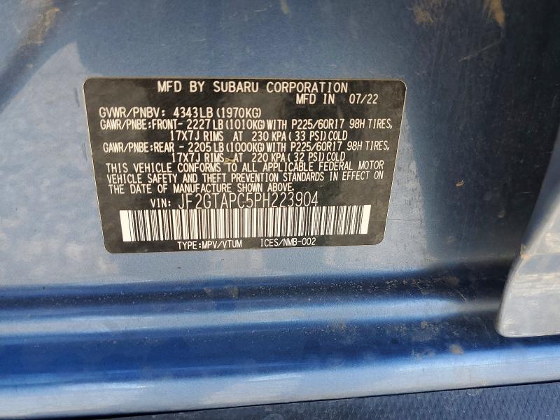 Продажа на аукционе авто 2023 Subaru Crosstrek, vin: JF2GTAPC5PH223904, номер лота: 78378195