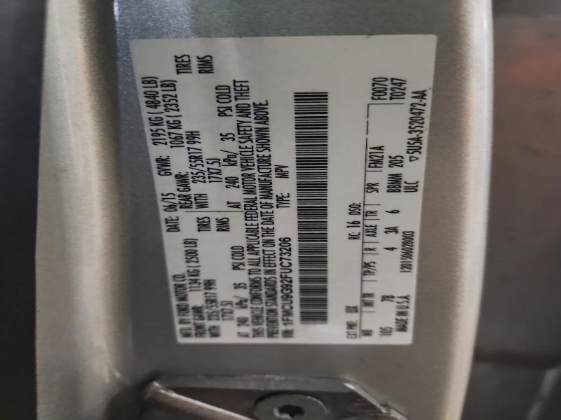 77722625 :رقم المزاد ، 1FMCU9G92FUC73206 vin ، 2015 Ford Escape مزاد بيع