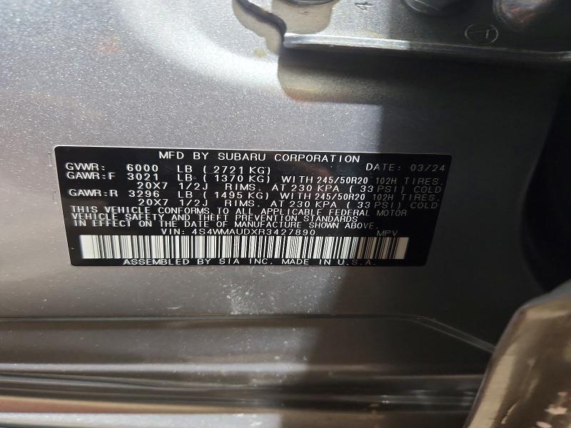 Продажа на аукционе авто 2024 Subaru Ascent, vin: 4S4WMAUDXR3427890, номер лота: 74832865
