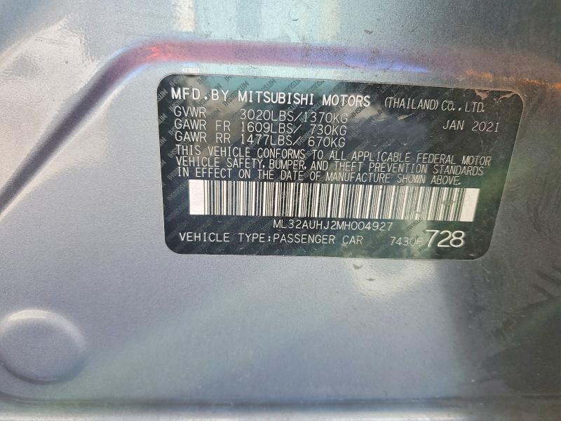 Продаж на аукціоні авто 2021 Mitsubishi Mirage, vin: ML32AUHJ2MH004927, номер лоту: 77495415