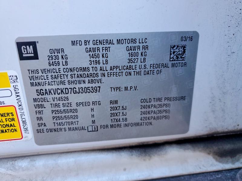 Продаж на аукціоні авто 2016 Buick Enclave, vin: 5GAKVCKD7GJ305397, номер лоту: 76961835