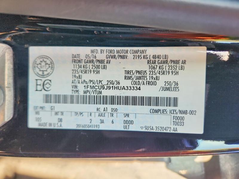 Продажа на аукционе авто 2017 Ford Escape Tit, vin: 1FMCU9J91HUA33334, номер лота: 77179025