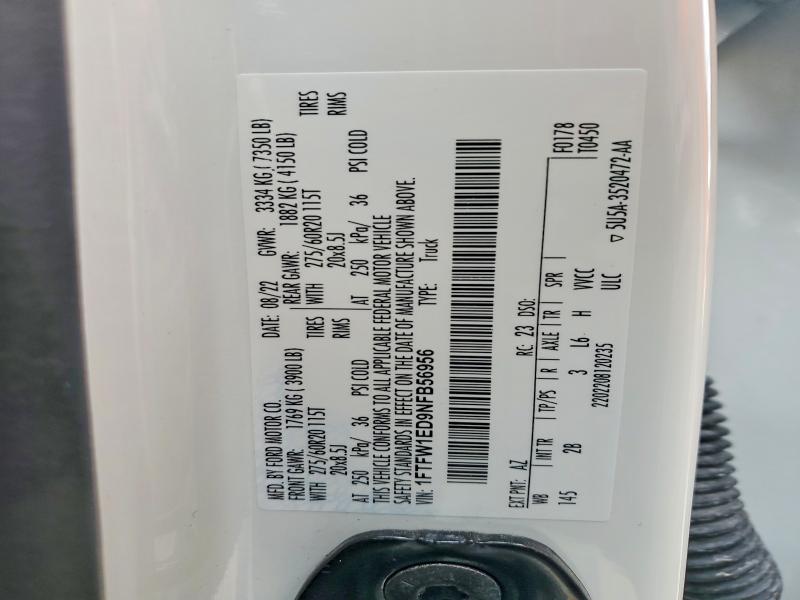 Aukcja sprzedaży 2022 Ford F150, vin: 1FTFW1ED9NFB56956, numer aukcji: 76245645