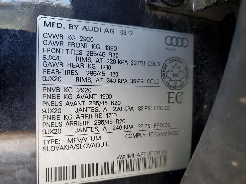 Продаж на аукціоні авто 2018 Audi Q7, vin: WA1MHAF71JD011128, номер лоту: 78518995