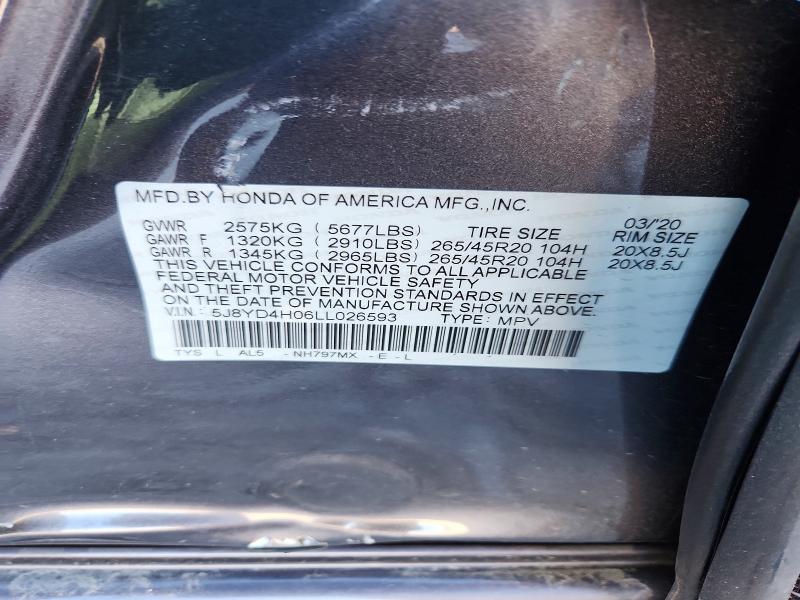 Aukcja sprzedaży 2020 Acura Mdx, vin: 5J8YD4H06LL026593, numer aukcji: 79057785