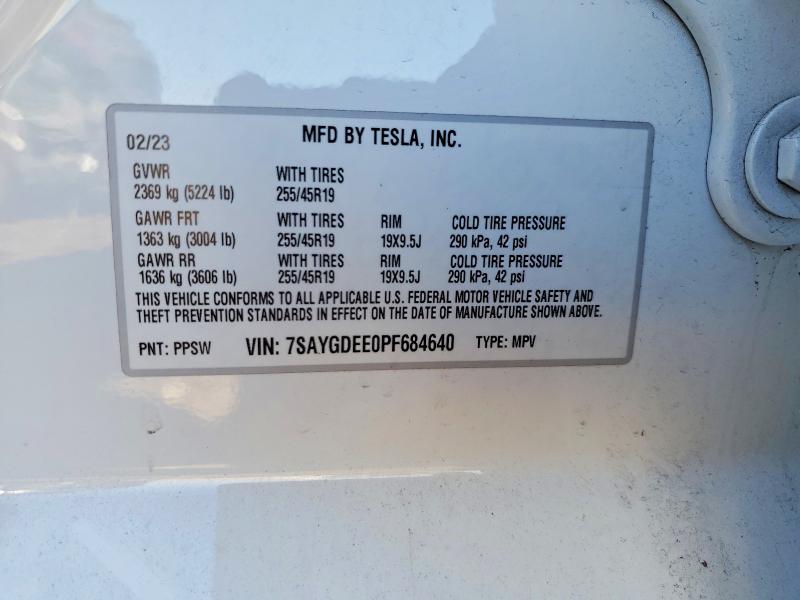 74969525 :رقم المزاد ، 7SAYGDEE0PF684640 vin ، 2023 Tesla Model Y مزاد بيع