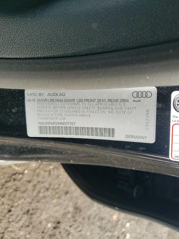 75888985 :رقم المزاد ، WAUWFAFC0HN007767 vin ، 2017 Audi S7 مزاد بيع